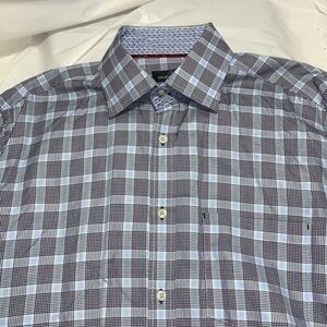 Men’s bugatchi uomo Light Blue Button Down Long Sleeve Shirt Size XL